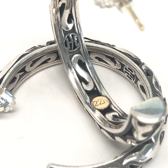 John Hardy Dayak Large Hoop Earrings .925/22K - Picture 7 of 11